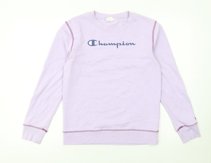 Champion Girls Purple Logo Pullover Sweatshirt L 11-12 Years