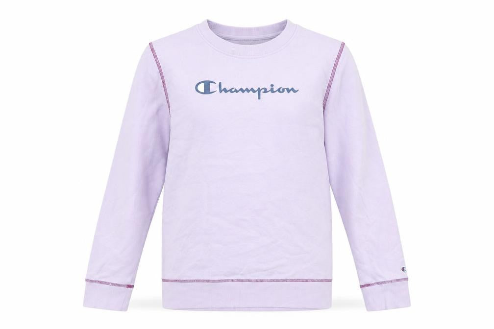 Front view of Champion girls’ purple logo pullover sweatshirt l 11-12 years