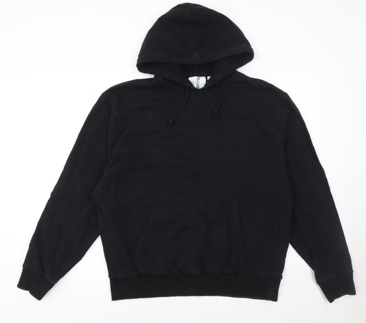 COLLUSION Mens Black Pullover Hoodie L Regular Fit Jersey Cotton Blend