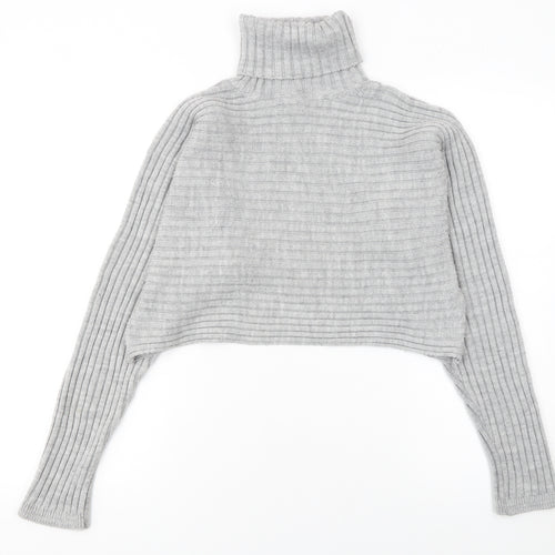 New Look Women’s Grey Roll Neck Ribbed Knit Jumper Size M