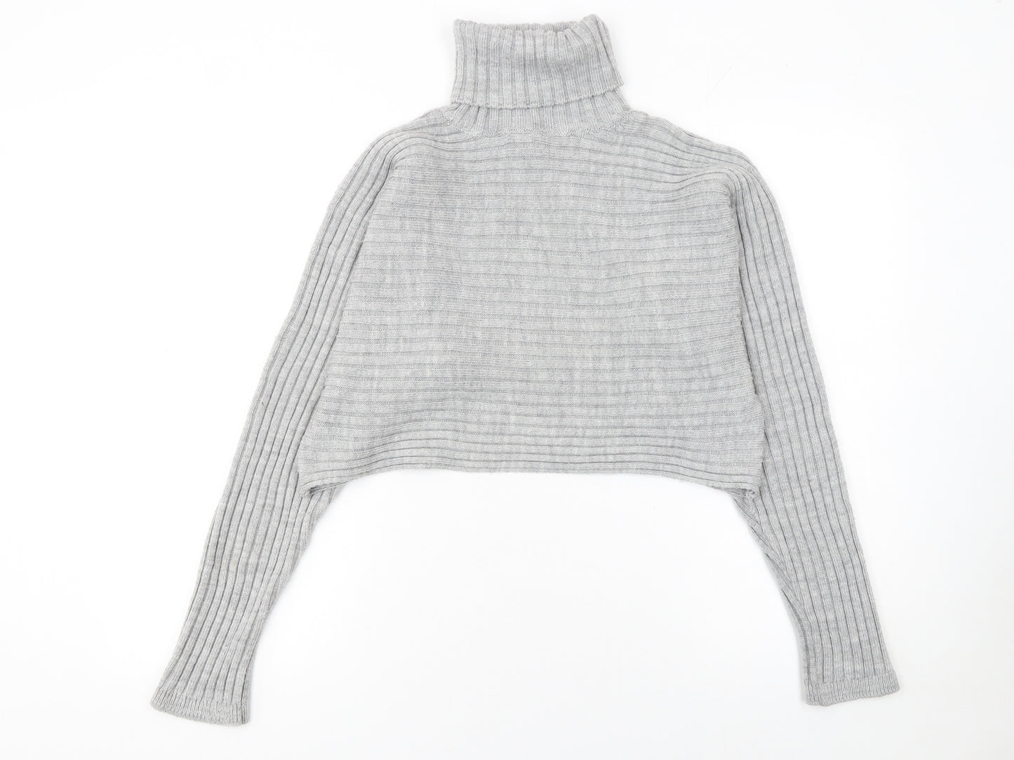 New Look Women’s Grey Roll Neck Ribbed Knit Jumper Size M