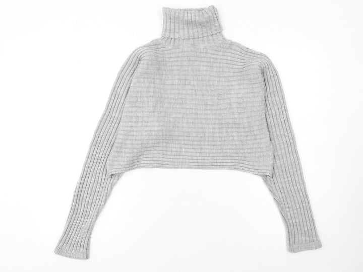 New Look Women’s Grey Roll Neck Ribbed Knit Jumper Size M