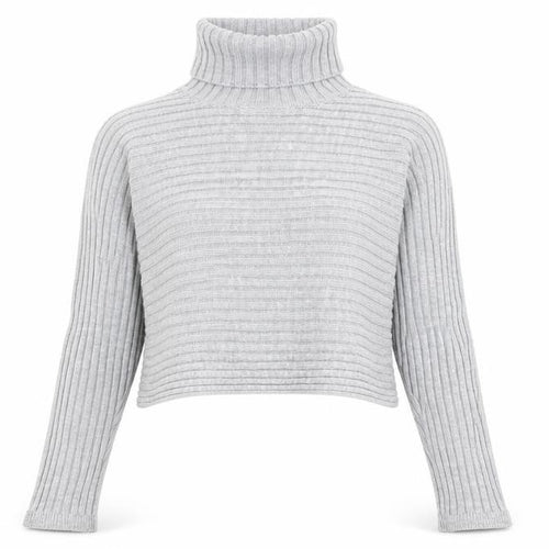 New Look Women’s Grey Roll Neck Ribbed Knit Jumper Size M