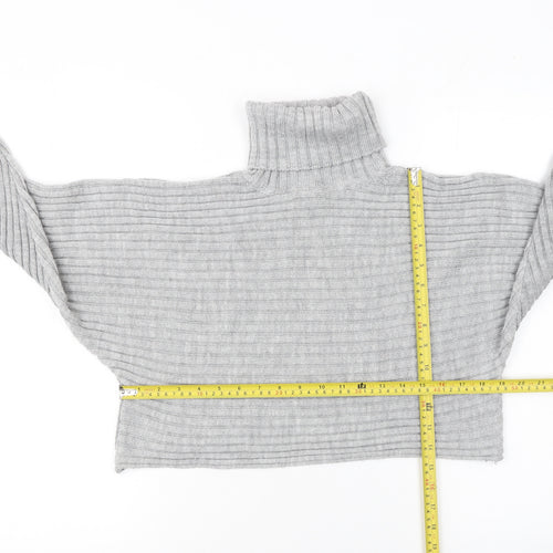 New Look Women’s Grey Roll Neck Ribbed Knit Jumper Size M
