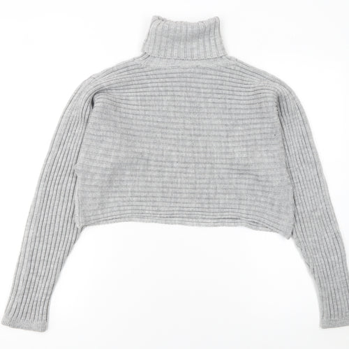 New Look Women’s Grey Roll Neck Ribbed Knit Jumper Size M