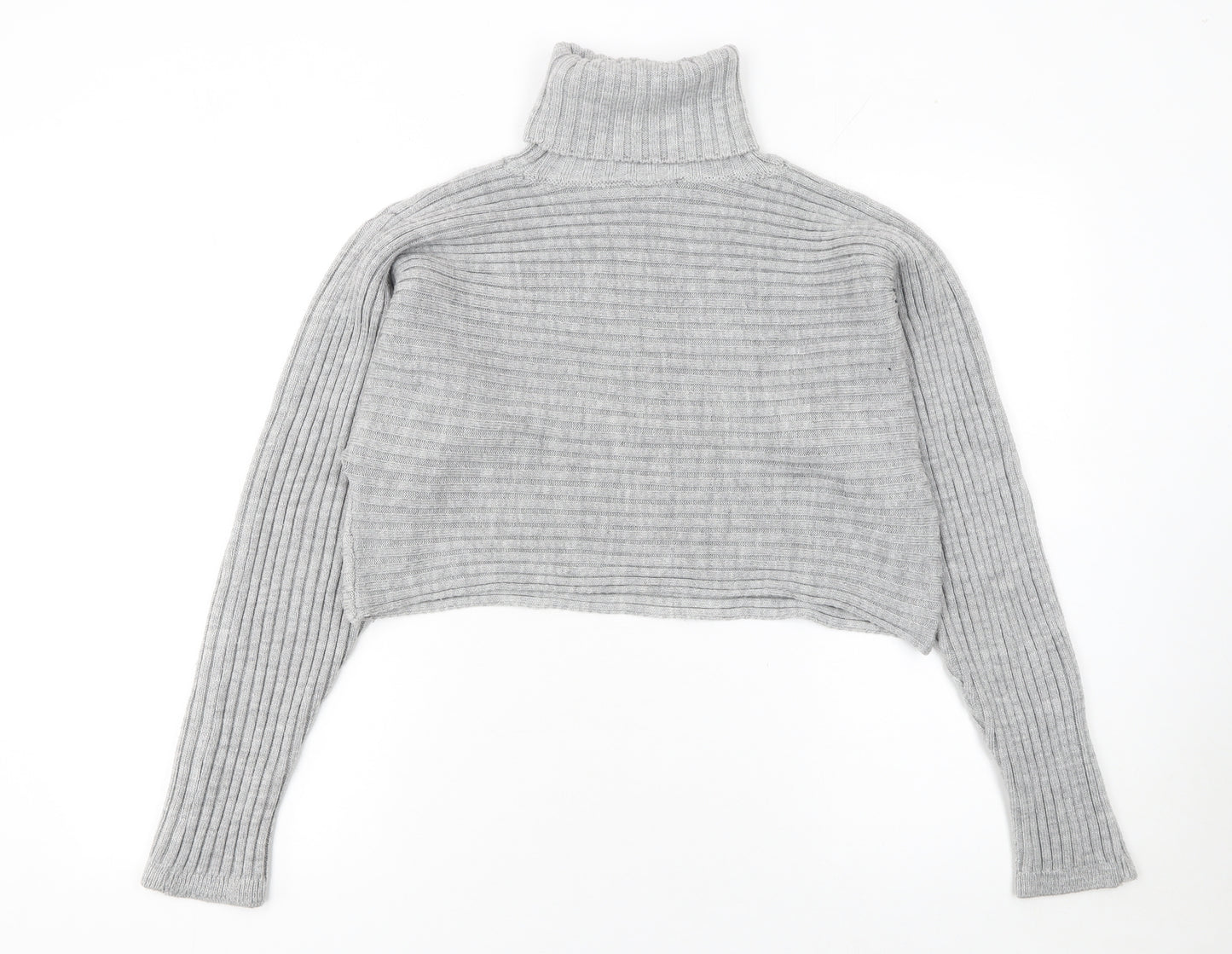 New Look Women’s Grey Roll Neck Ribbed Knit Jumper Size M