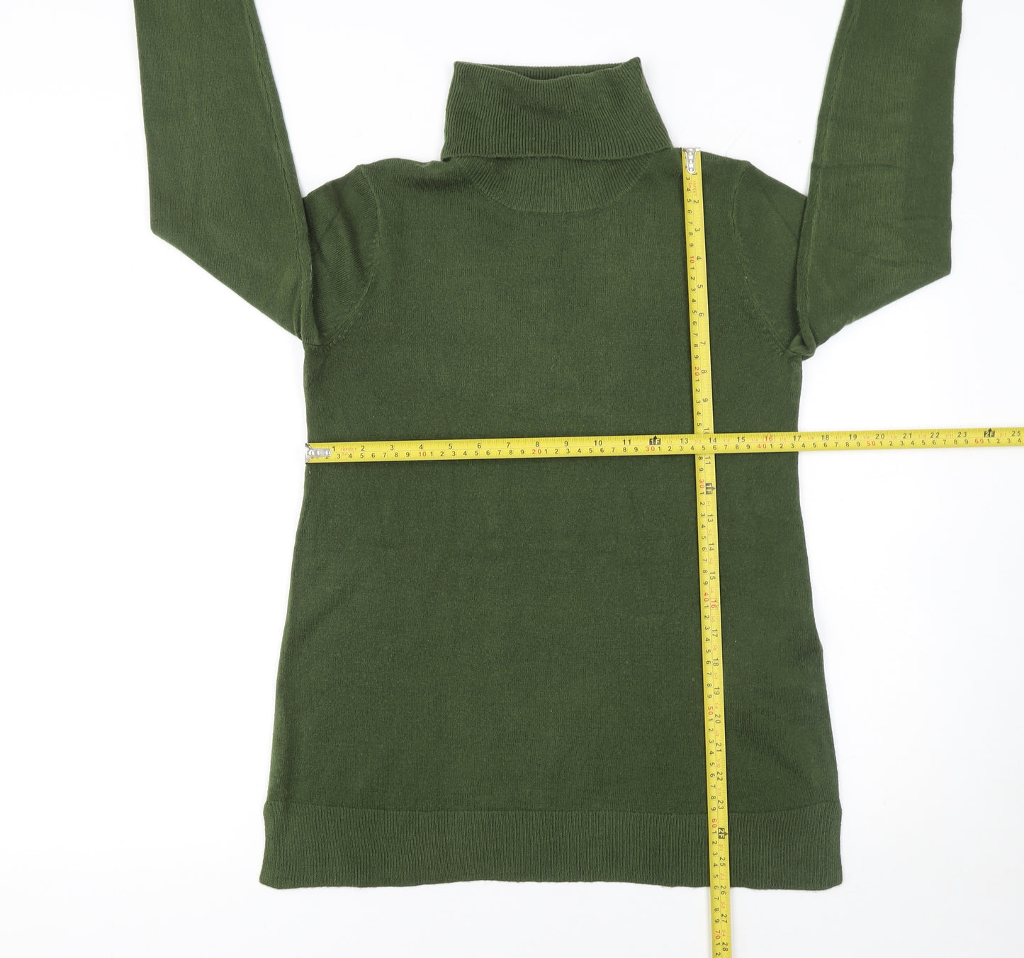 Cortefiel Women Green Roll Neck Acrylic Jumper Size S