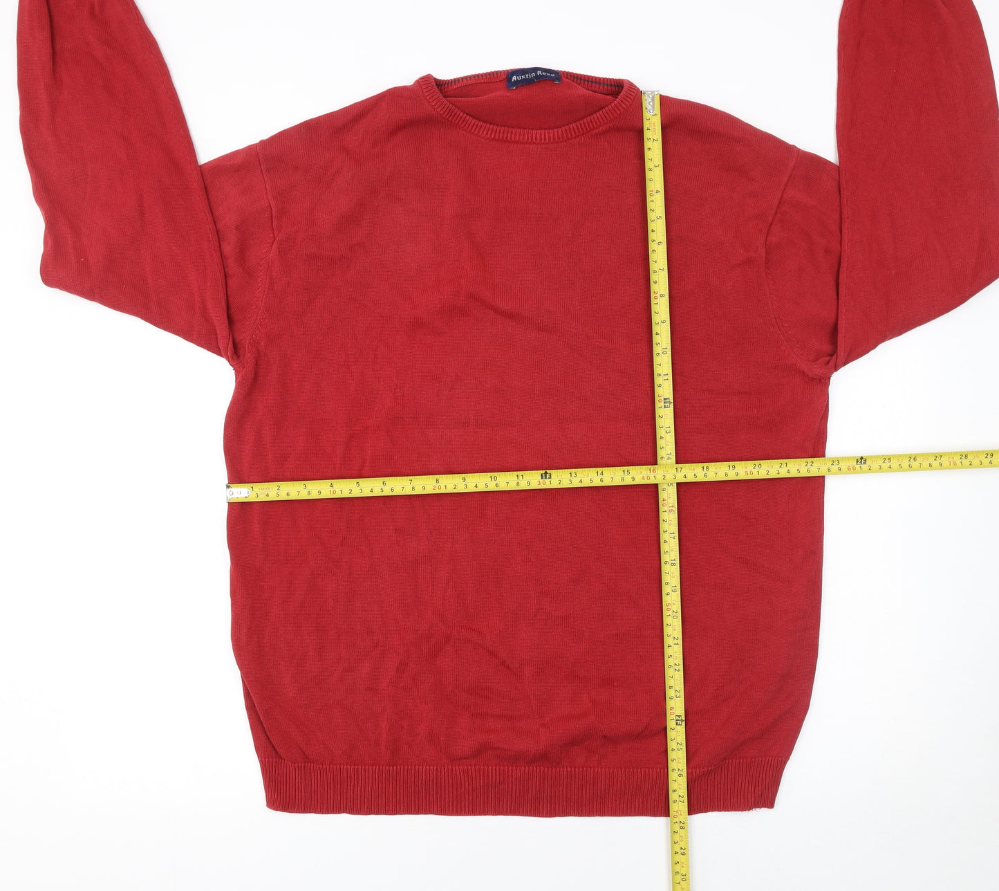 Austin Reed Men's Red XL Cotton Crew Neck Pullover Jumper