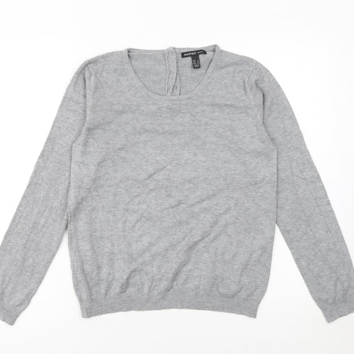 Mango Womens Grey Scoop Neck Long Sleeve Lightweight Jumper Size S