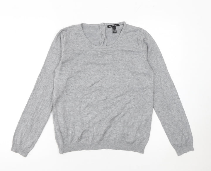 Mango Womens Grey Scoop Neck Long Sleeve Lightweight Jumper Size S