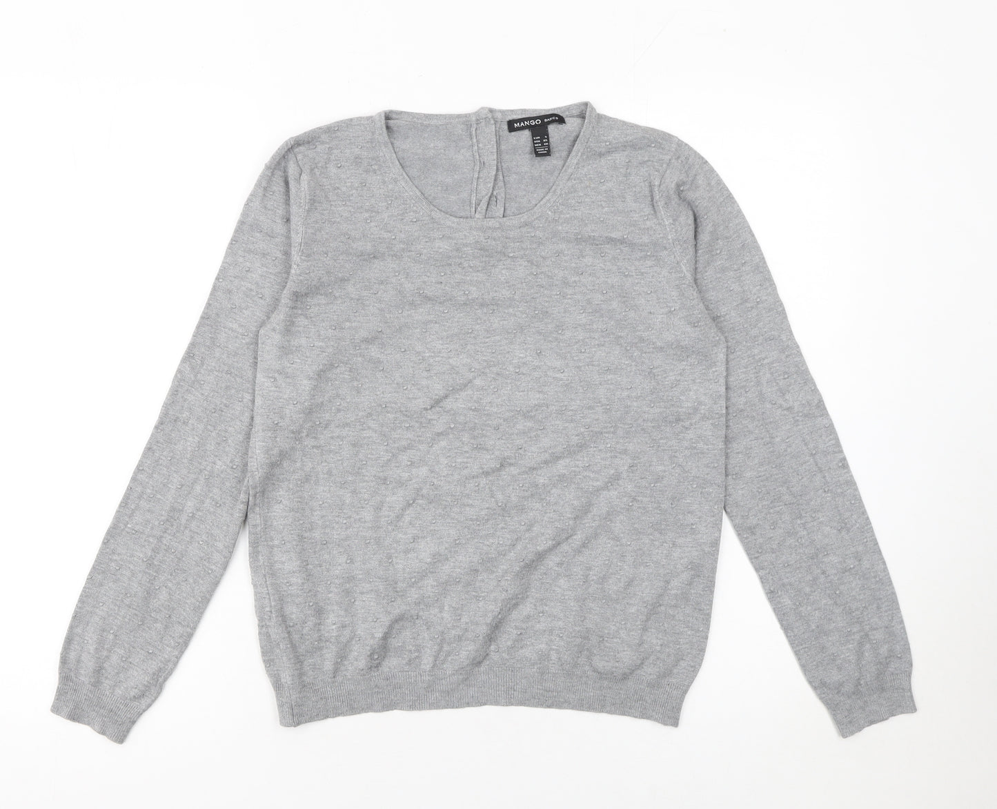 Mango Womens Grey Scoop Neck Long Sleeve Lightweight Jumper Size S