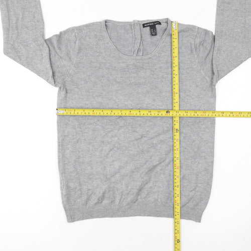 Mango Womens Grey Scoop Neck Long Sleeve Lightweight Jumper Size S