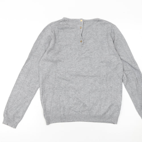 Mango Womens Grey Scoop Neck Long Sleeve Lightweight Jumper Size S