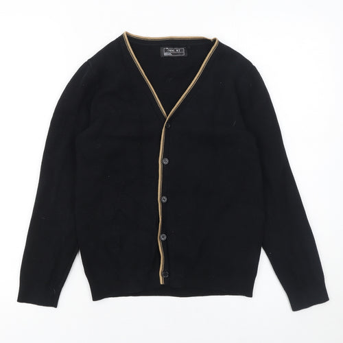 Next Boys Black Cotton Cardigan V-Neck Size 9 Years Classic Button Knit