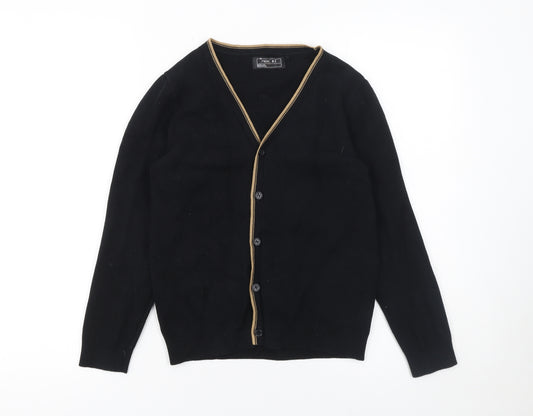 Next Boys Black Cotton Cardigan V-Neck Size 9 Years Classic Button Knit