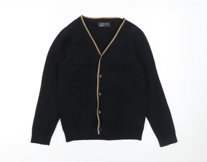 Next Boys Black Cotton Cardigan V-Neck Size 9 Years Classic Button Knit