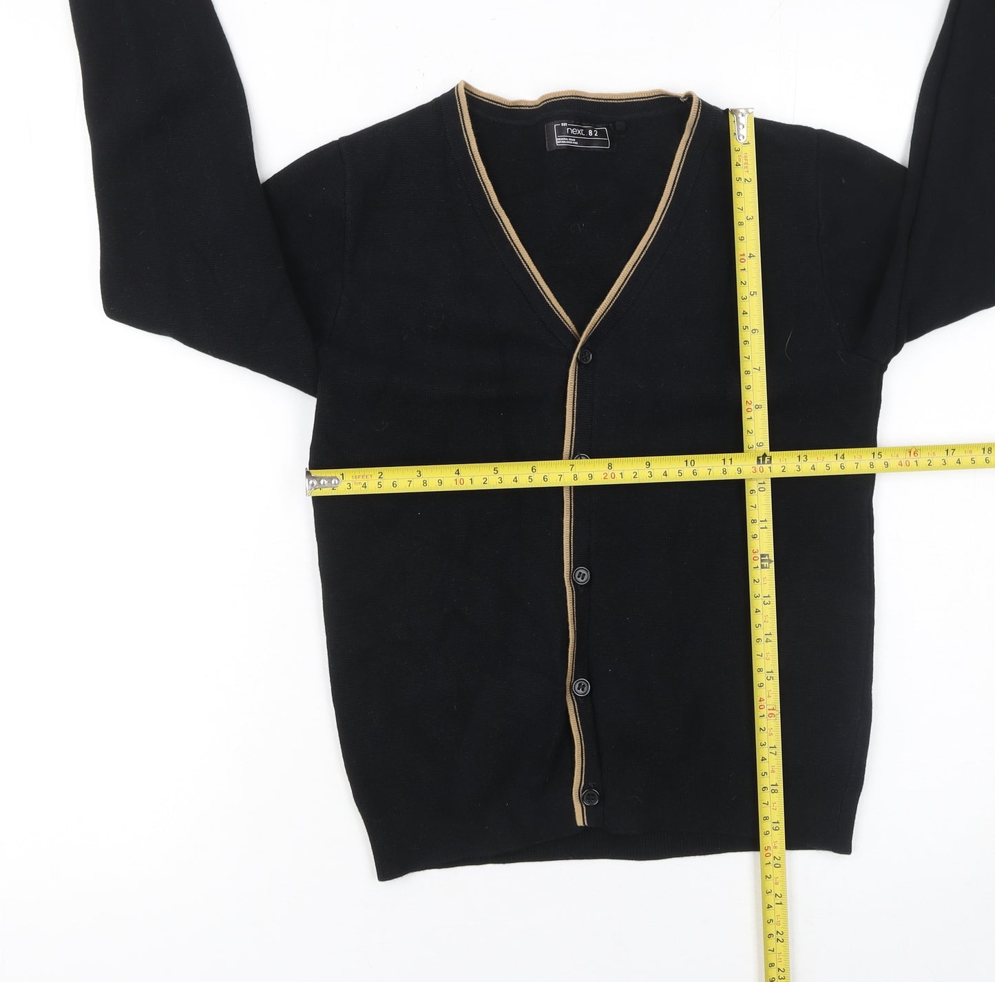 Next Boys Black Cotton Cardigan V-Neck Size 9 Years Classic Button Knit