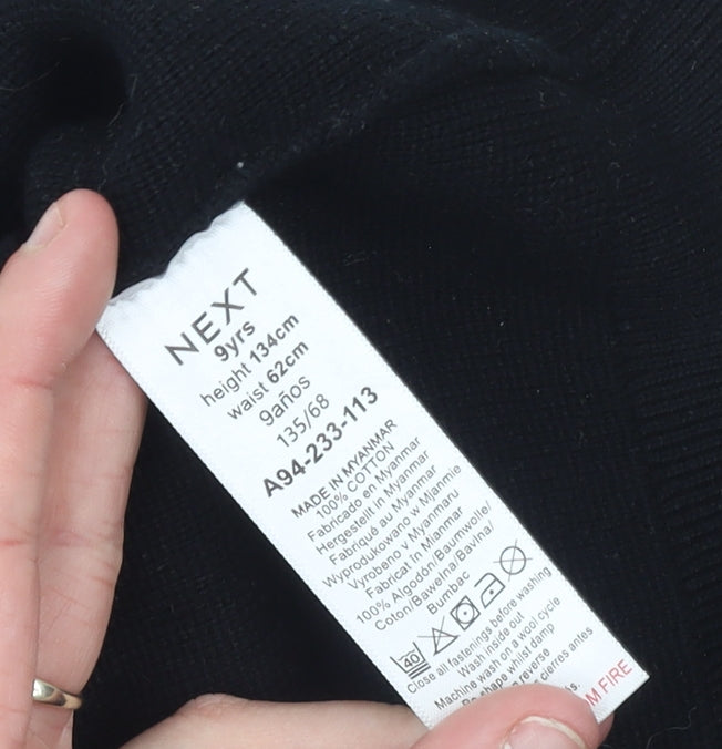 Next Boys Black Cotton Cardigan V-Neck Size 9 Years Classic Button Knit