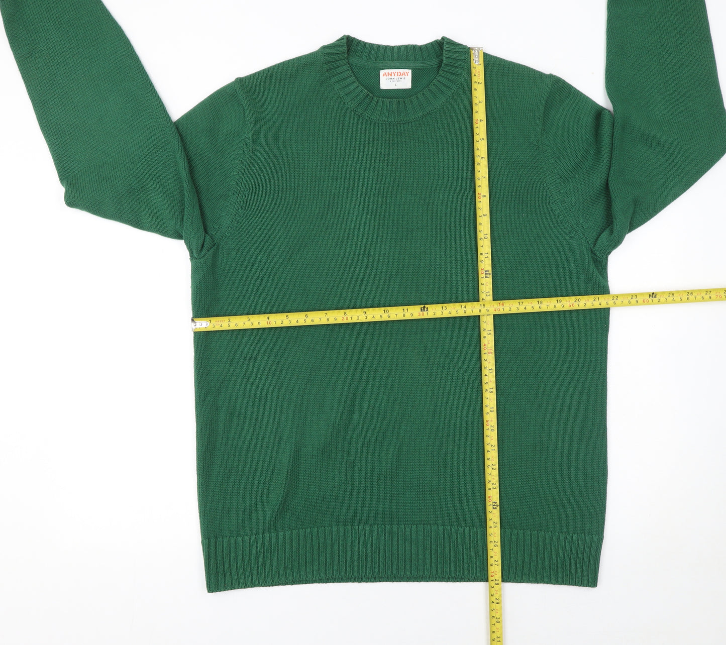 John Lewis Men’s Green Cotton Blend Crew Neck Jumper L