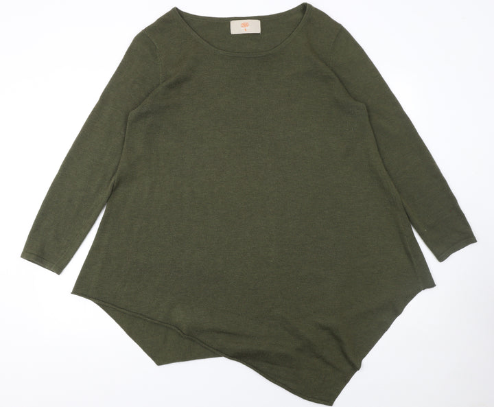 Ginger Toby Women’s Green Asymmetrical Knit Jumper Size S