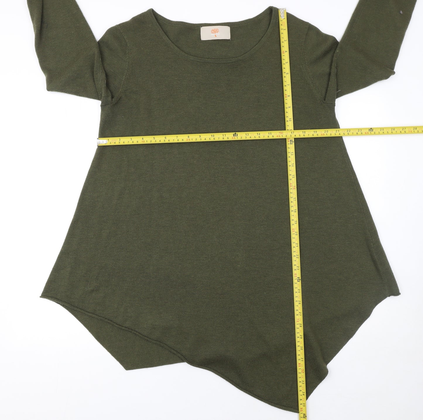 Ginger Toby Women’s Green Asymmetrical Knit Jumper Size S