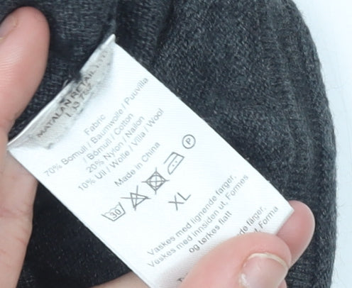 EASY Men Grey XL Crew Neck Cotton Wool Blend Pullover Jumper