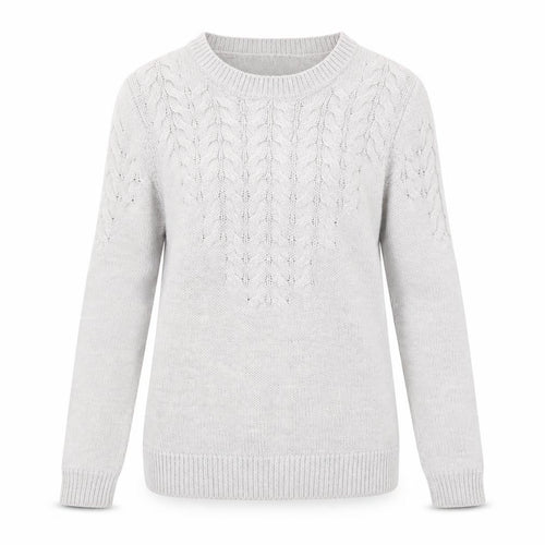 Pied A Terre Women Grey Knit Crew Neck Long Sleeve Pullover Jumper Size 8