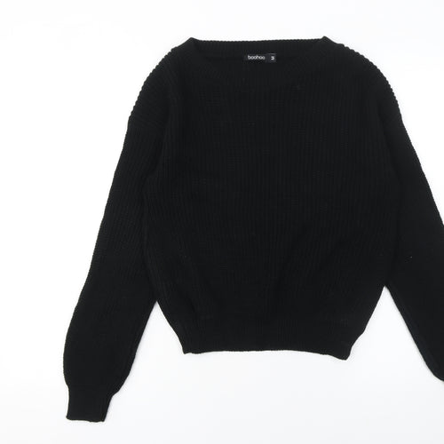 Boohoo Women Black Medium Chunky Knit Acrylic Jumper