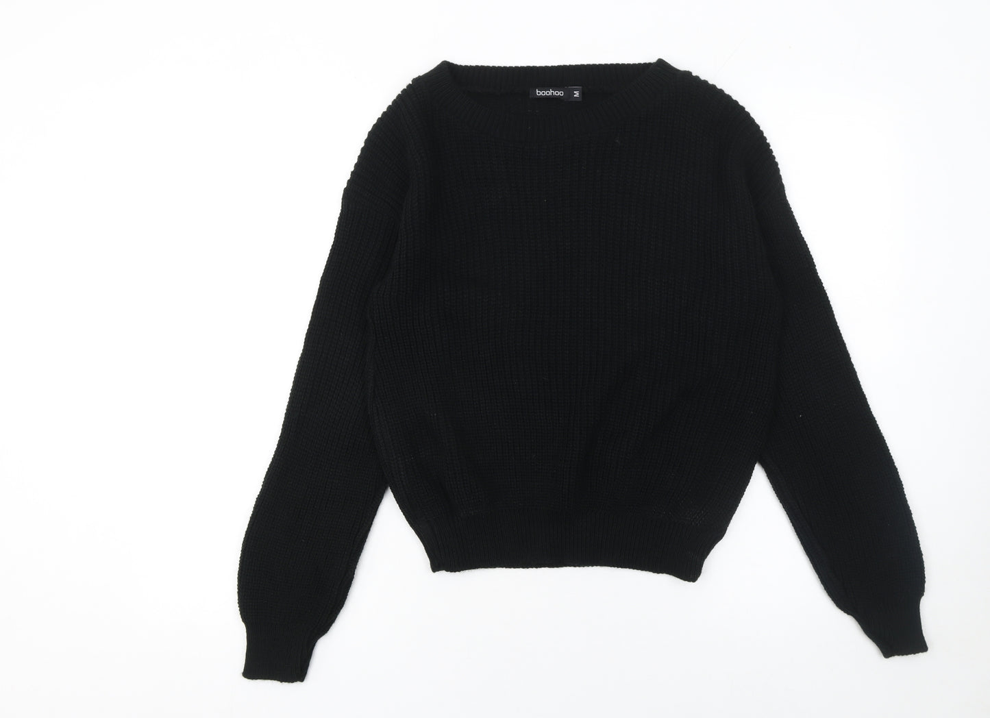Boohoo Women Black Medium Chunky Knit Acrylic Jumper