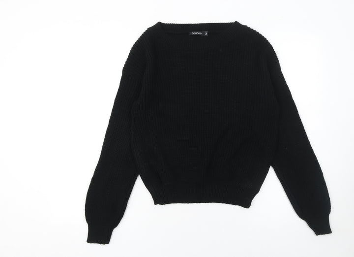 Boohoo Women Black Medium Chunky Knit Acrylic Jumper