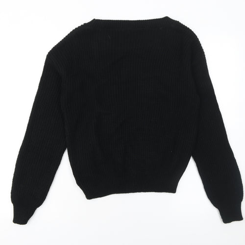 Boohoo Women Black Medium Chunky Knit Acrylic Jumper
