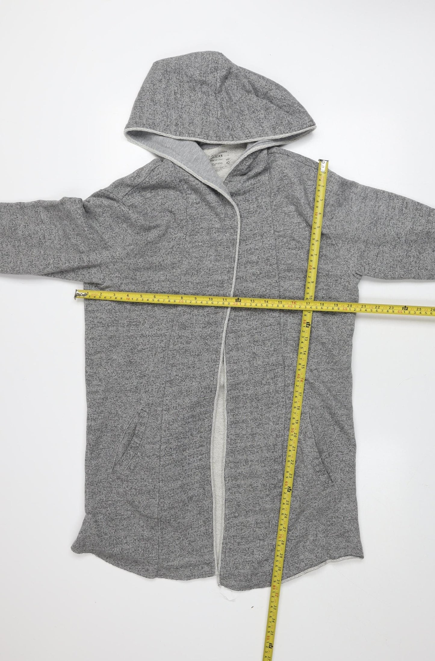 Pull & Bear Women’s Grey Hooded Long Cardigan XL Cotton Blend