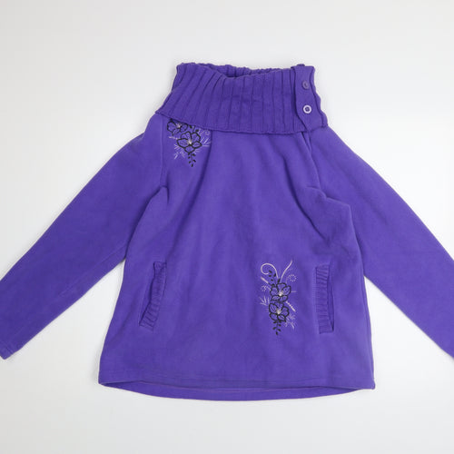 Atlas For Women Purple Embroidered Fleece Sweatshirt UK 12-14