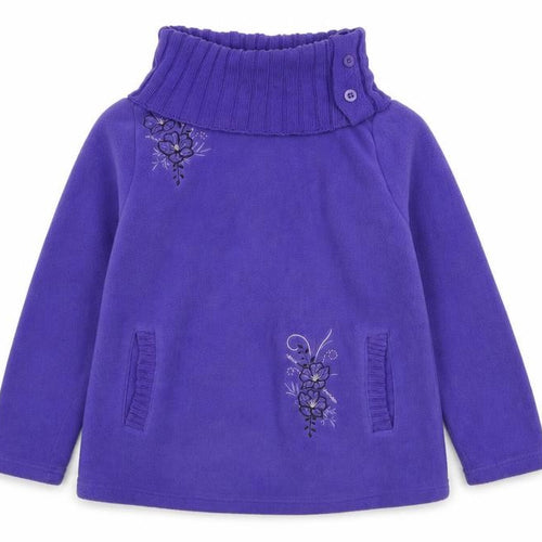 Atlas For Women Purple Embroidered Fleece Sweatshirt UK 12-14