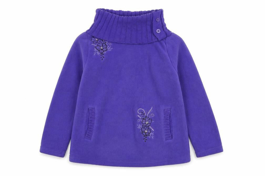 Atlas For Women Purple Embroidered Fleece Sweatshirt UK 12-14