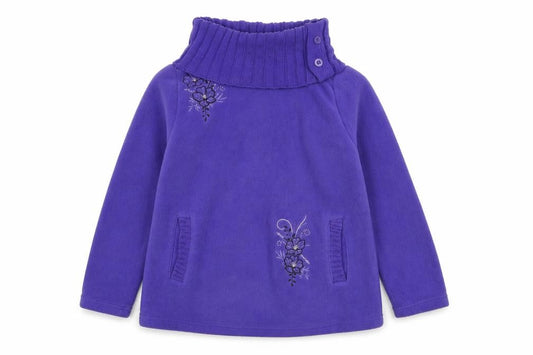 Front view of Atlas For Women Purple Embroidered Fleece Sweatshirt UK 12-14