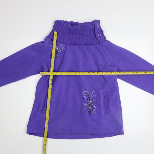 Atlas For Women Purple Embroidered Fleece Sweatshirt UK 12-14