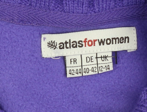 Atlas For Women Purple Embroidered Fleece Sweatshirt UK 12-14