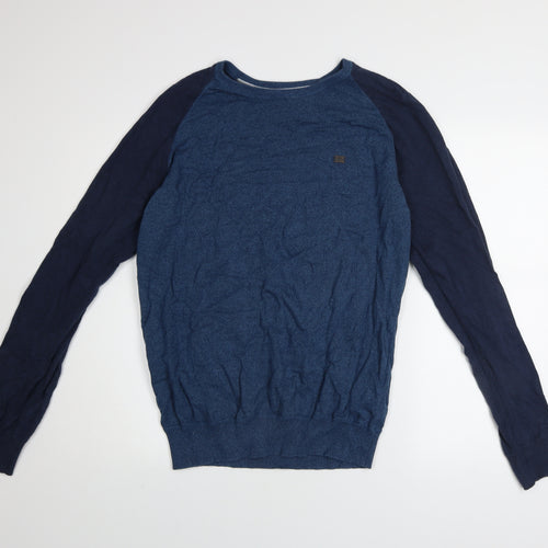 Kingpin Jeans Men's Blue Cotton Crew Neck Pullover Jumper L