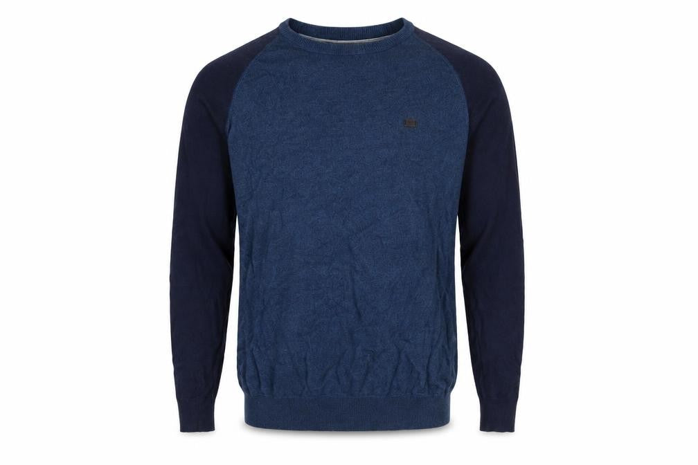 Front view of Kingpin Jeans Men's Blue Cotton Crew Neck jumper L