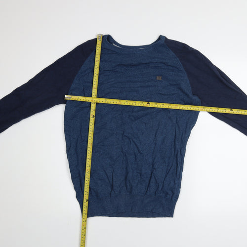 Kingpin Jeans Men's Blue Cotton Crew Neck Pullover Jumper L