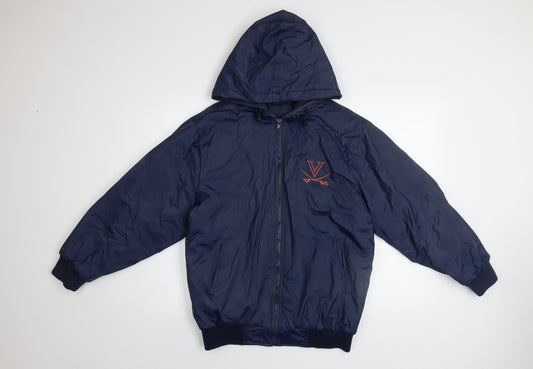 Steve & Barry's Men's Blue Hooded Bomber Jacket S