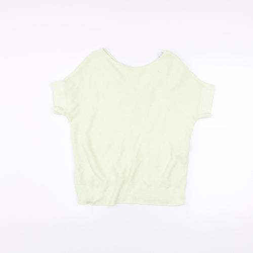 Mint Velvet Womens Light Green Short Sleeve Knit Top XS Linen Blend