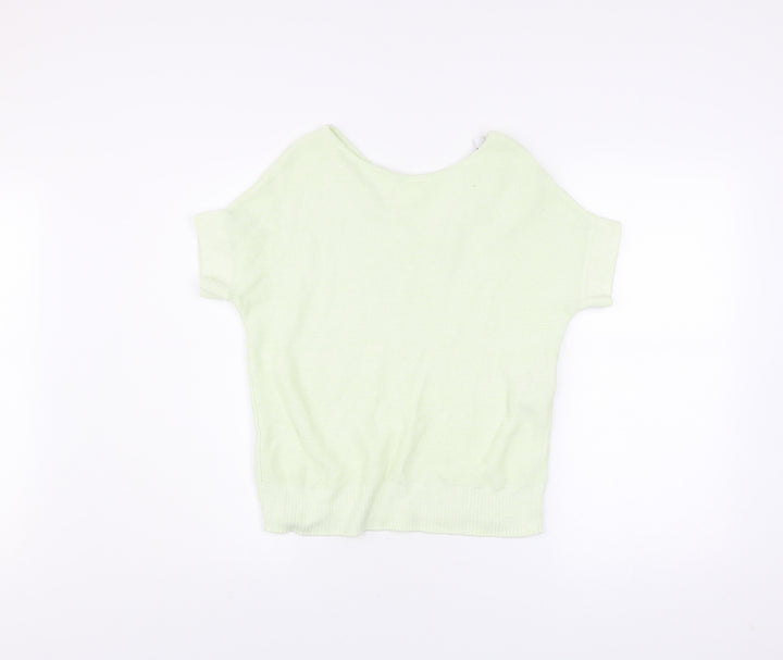 Mint Velvet Womens Light Green Short Sleeve Knit Top XS Linen Blend