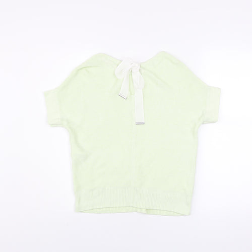 Mint Velvet Womens Light Green Short Sleeve Knit Top XS Linen Blend