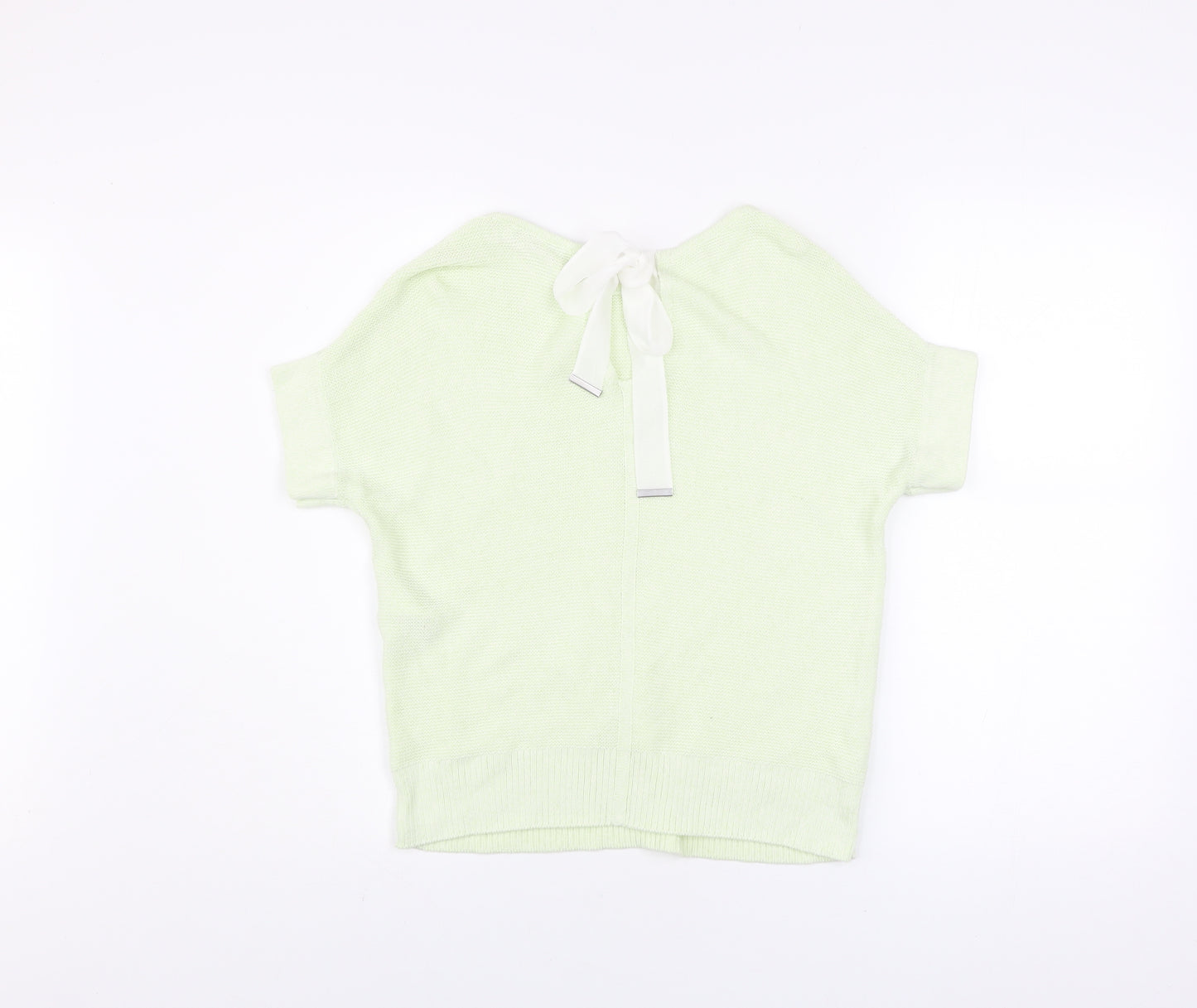 Mint Velvet Womens Light Green Short Sleeve Knit Top XS Linen Blend