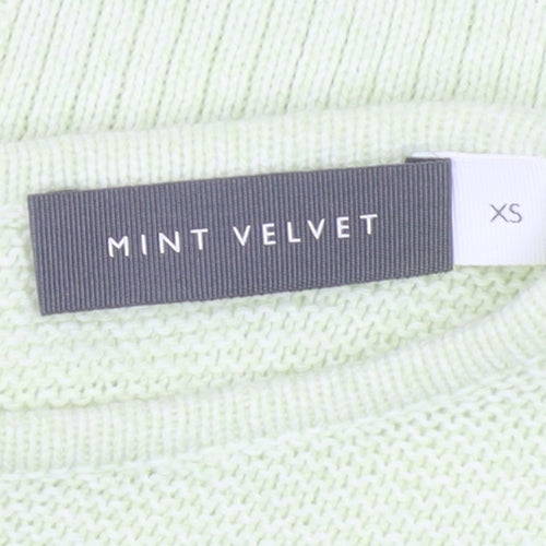 Mint Velvet Womens Light Green Short Sleeve Knit Top XS Linen Blend