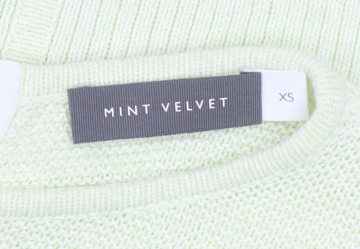 Mint Velvet Womens Light Green Short Sleeve Knit Top XS Linen Blend