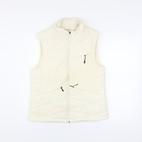 TCA Mens Ivory Full Zip Padded Waistcoat Bodywarmer L