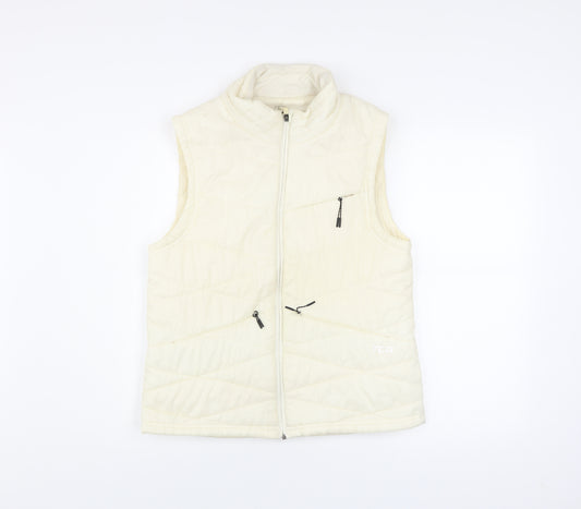 TCA Mens Ivory Full Zip Padded Waistcoat Bodywarmer L